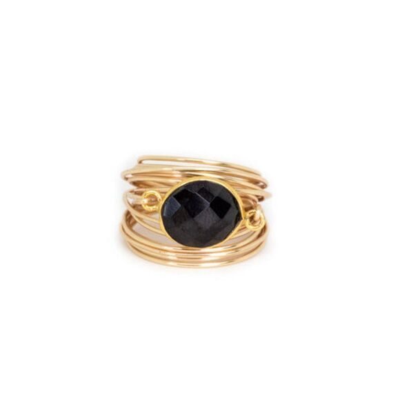 NEW A BLONDE AND HER BAG Torrey Ring in Black Onyx - Picture 1 of 4